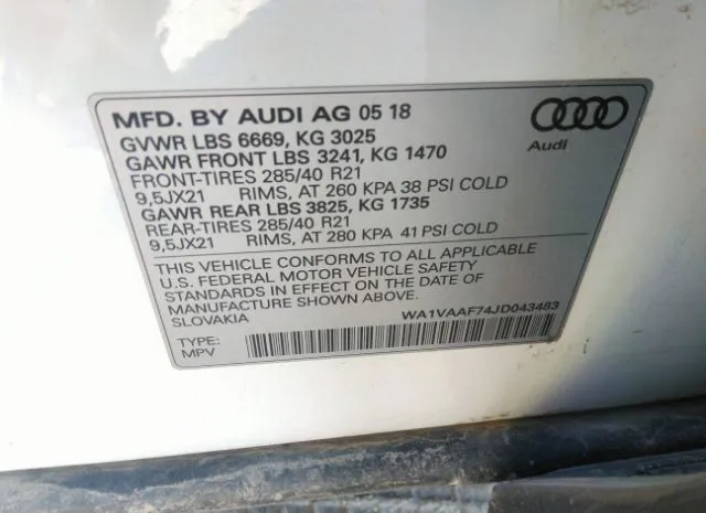 Photo 8 VIN: WA1VAAF74JD043483 - AUDI Q7 