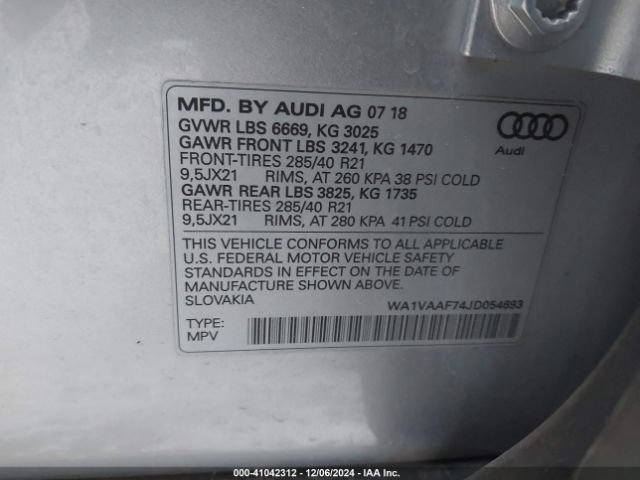 Photo 8 VIN: WA1VAAF74JD054693 - AUDI Q7 