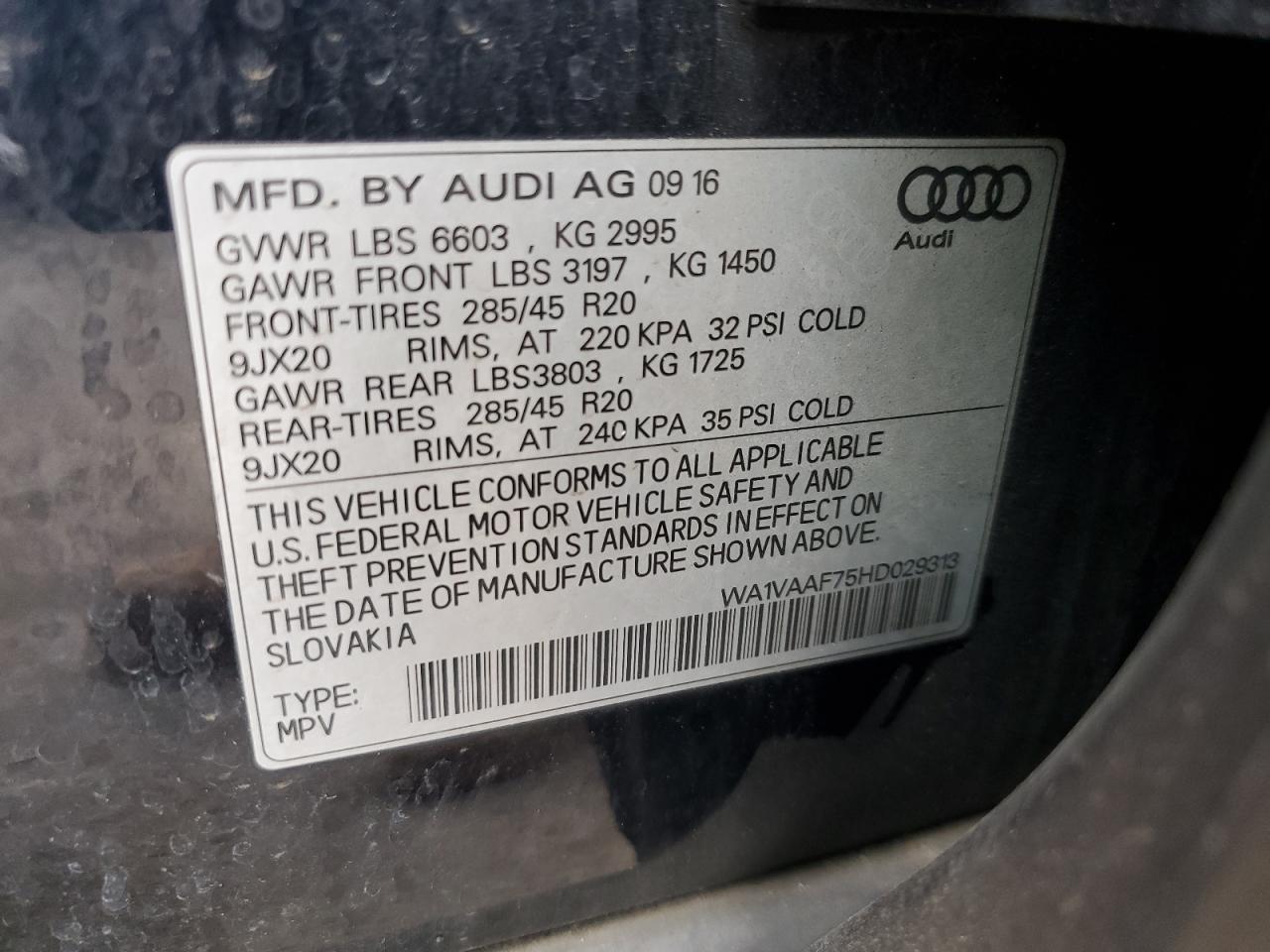 Photo 11 VIN: WA1VAAF75HD029313 - AUDI Q7 