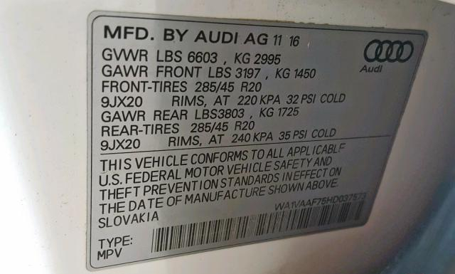 Photo 9 VIN: WA1VAAF75HD037573 - AUDI Q7 