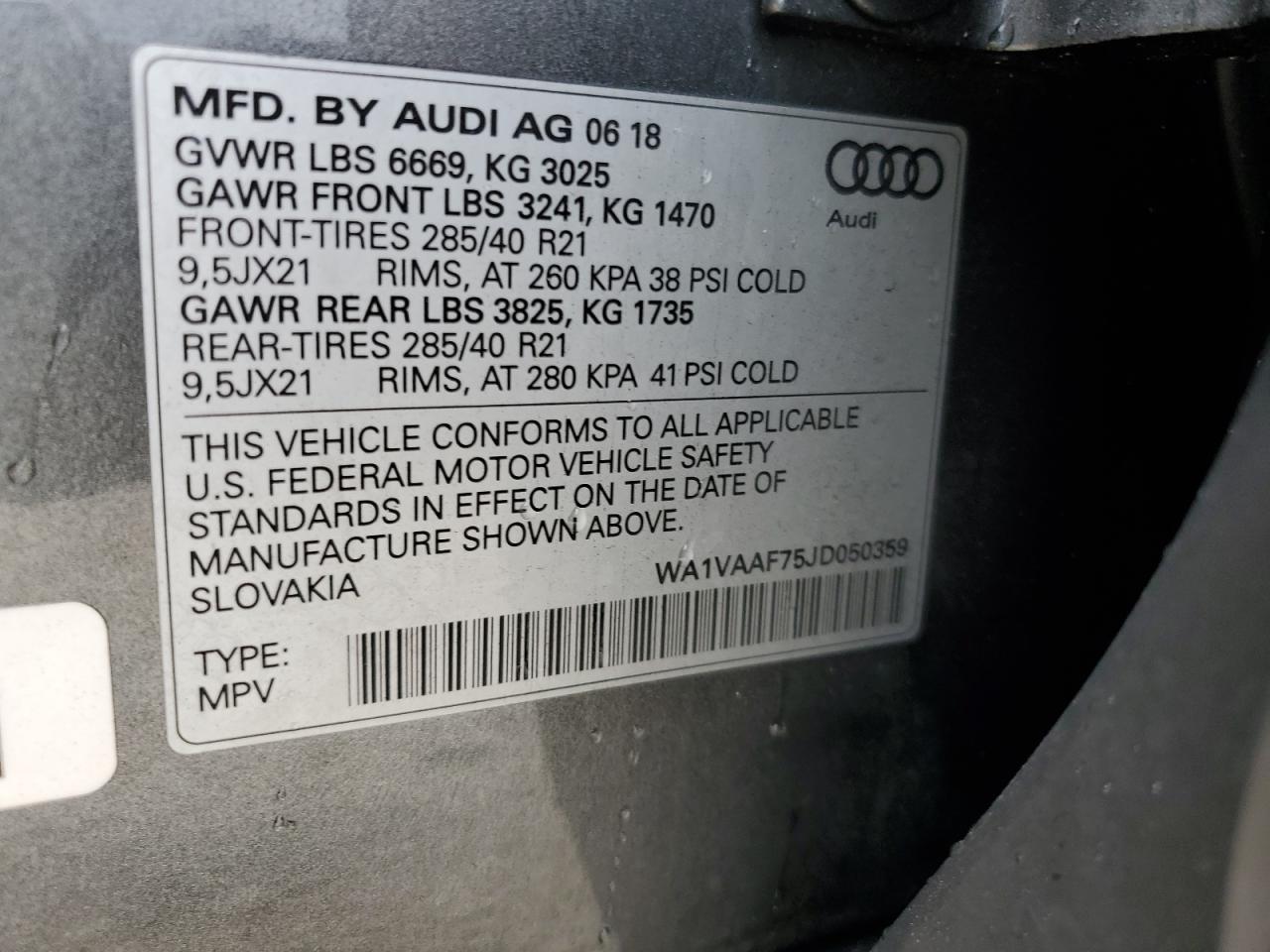 Photo 12 VIN: WA1VAAF75JD050359 - AUDI Q7 