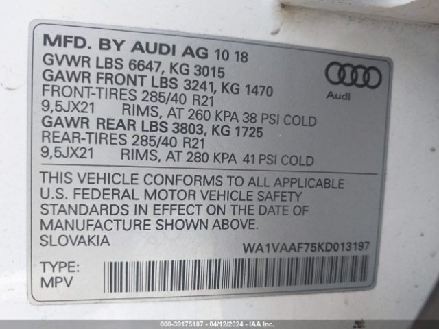 Photo 8 VIN: WA1VAAF75KD013197 - AUDI Q7 