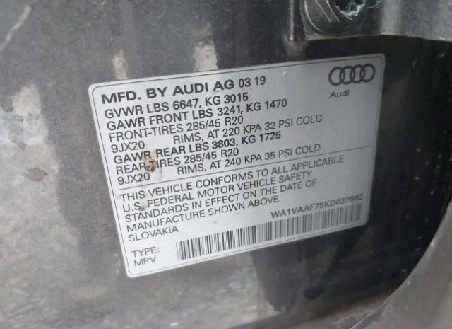 Photo 8 VIN: WA1VAAF75KD037662 - AUDI Q7 