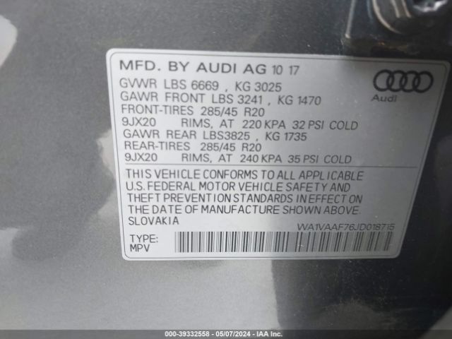 Photo 8 VIN: WA1VAAF76JD018715 - AUDI Q7 