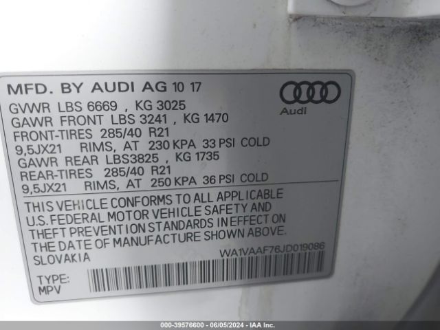 Photo 8 VIN: WA1VAAF76JD019086 - AUDI Q7 