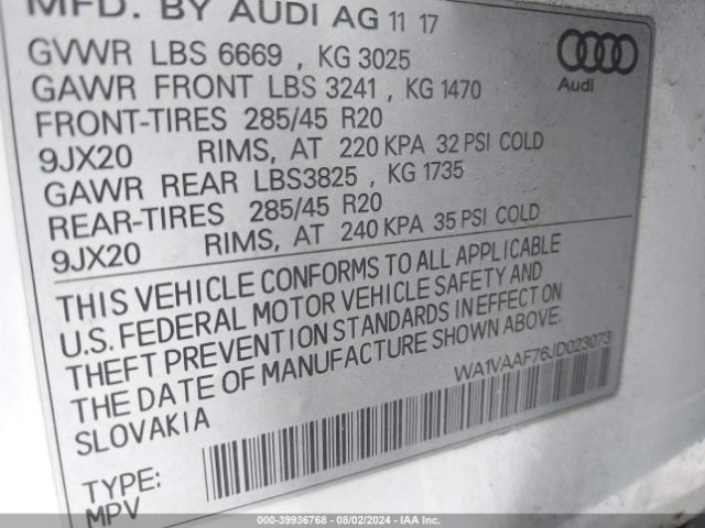 Photo 8 VIN: WA1VAAF76JD023073 - AUDI Q7 