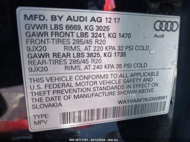 Photo 8 VIN: WA1VAAF76JD026961 - AUDI Q7 