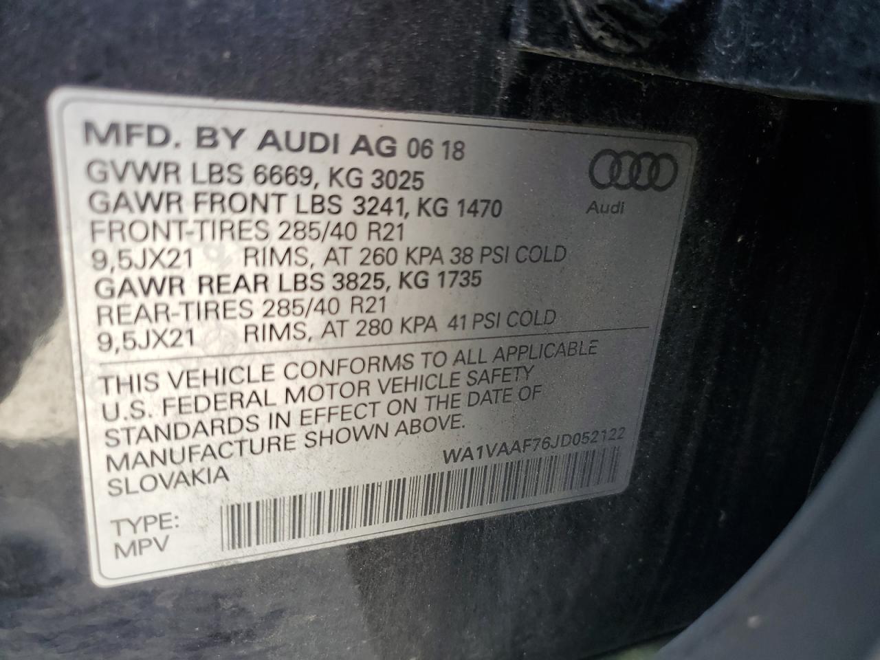 Photo 12 VIN: WA1VAAF76JD052122 - AUDI Q7 