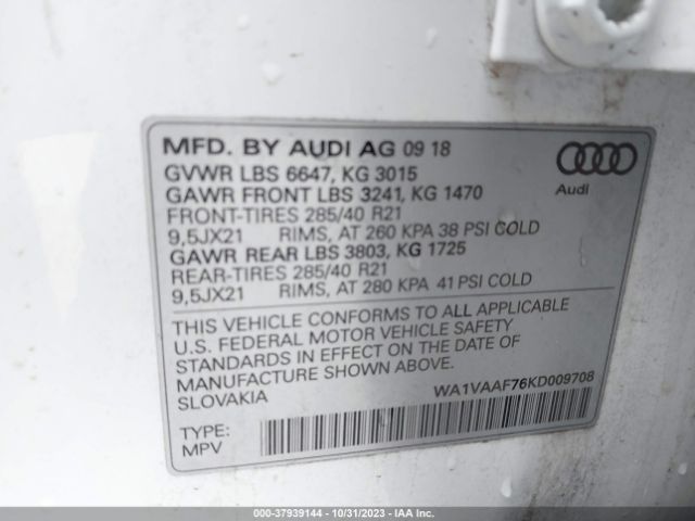 Photo 8 VIN: WA1VAAF76KD009708 - AUDI Q7 