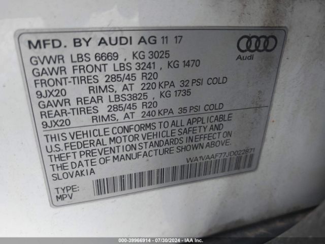 Photo 8 VIN: WA1VAAF77JD022871 - AUDI Q7 