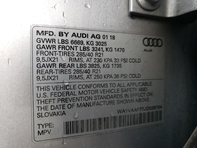 Photo 9 VIN: WA1VAAF77JD028704 - AUDI Q7 