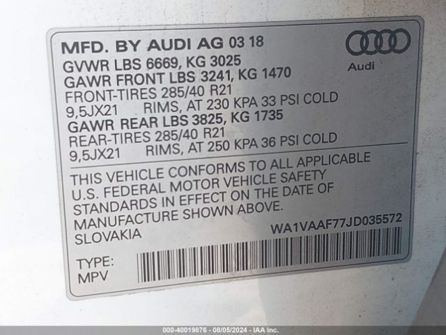 Photo 8 VIN: WA1VAAF77JD035572 - AUDI Q7 