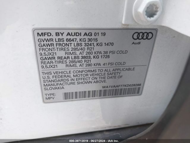 Photo 8 VIN: WA1VAAF77KD028266 - AUDI Q7 