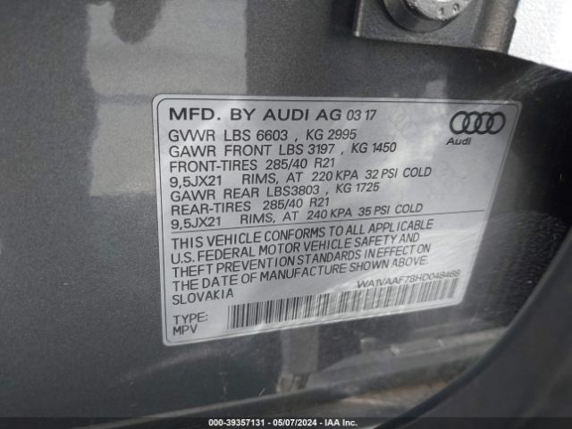 Photo 8 VIN: WA1VAAF78HD048468 - AUDI Q7 