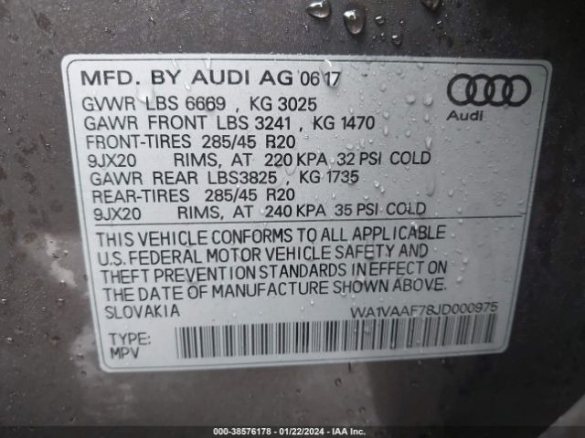 Photo 8 VIN: WA1VAAF78JD000975 - AUDI Q7 