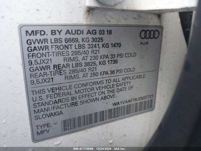 Photo 8 VIN: WA1VAAF78JD037721 - AUDI Q7 