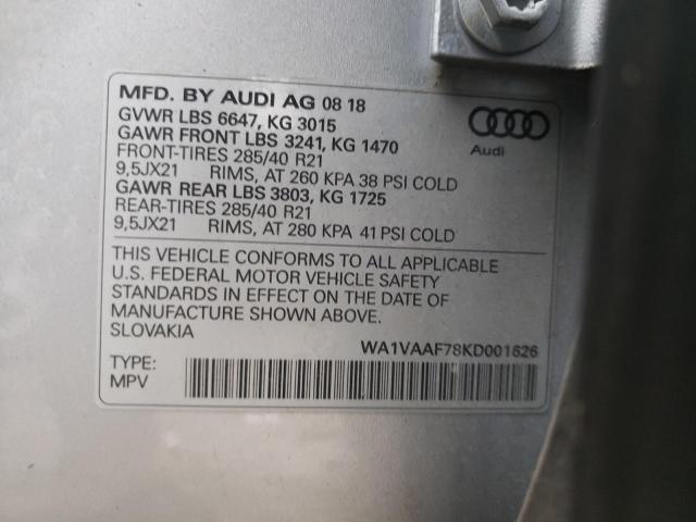 Photo 9 VIN: WA1VAAF78KD001626 - AUDI Q7 PRESTIG 