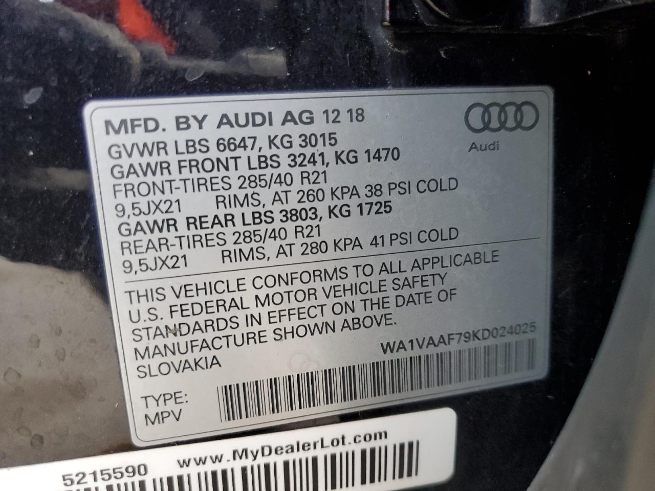 Photo 12 VIN: WA1VAAF79KD024025 - AUDI Q7 