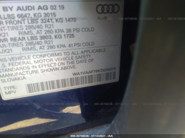 Photo 8 VIN: WA1VAAF79KD034375 - AUDI Q7 