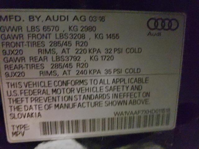 Photo 9 VIN: WA1VAAF7XHD011518 - AUDI Q7 PRESTIG 