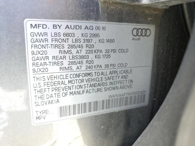 Photo 11 VIN: WA1VAAF7XHD023331 - AUDI Q7 PRESTIG 