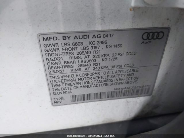 Photo 8 VIN: WA1VAAF7XHD054711 - AUDI Q7 