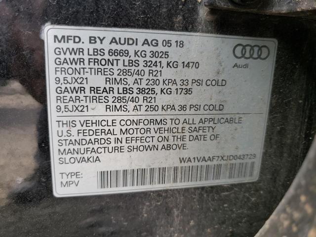 Photo 12 VIN: WA1VAAF7XJD043729 - AUDI Q7 PRESTIG 