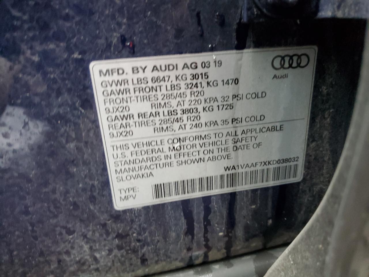 Photo 13 VIN: WA1VAAF7XKD038032 - AUDI Q7 