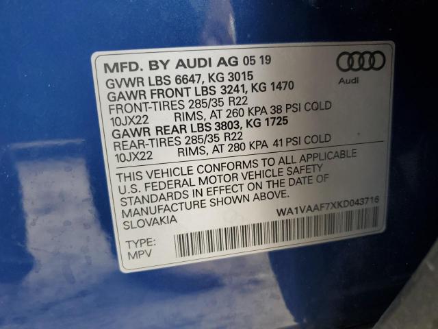 Photo 13 VIN: WA1VAAF7XKD043716 - AUDI Q7 PRESTIG 