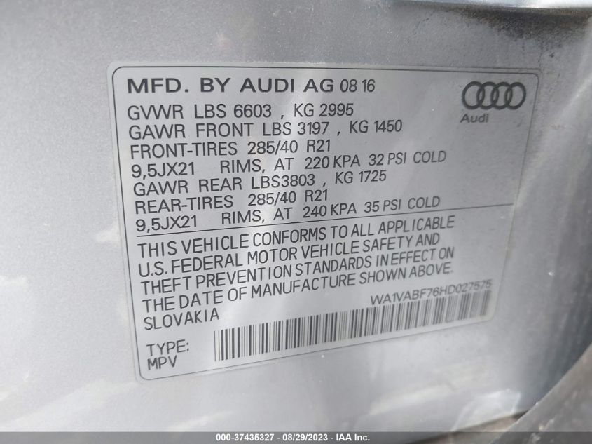 Photo 8 VIN: WA1VABF76HD027575 - AUDI Q7 