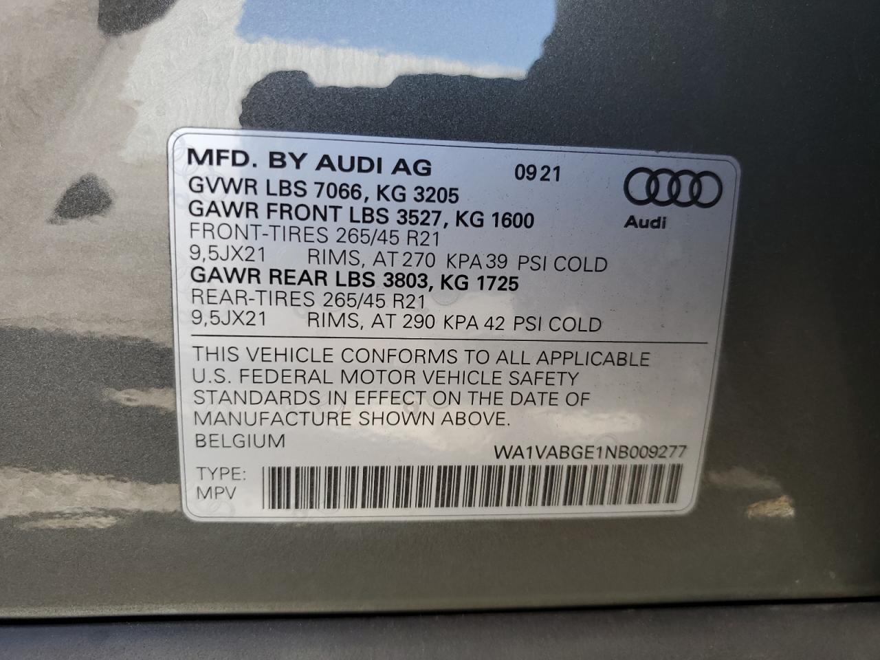 Photo 13 VIN: WA1VABGE1NB009277 - AUDI E-TRON 