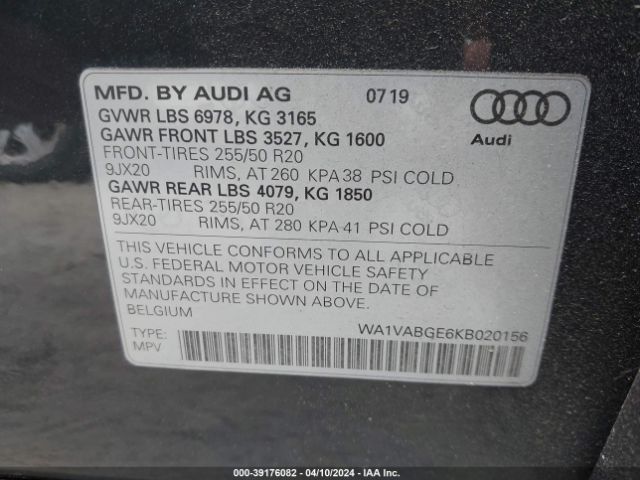 Photo 8 VIN: WA1VABGE6KB020156 - AUDI E-TRON 