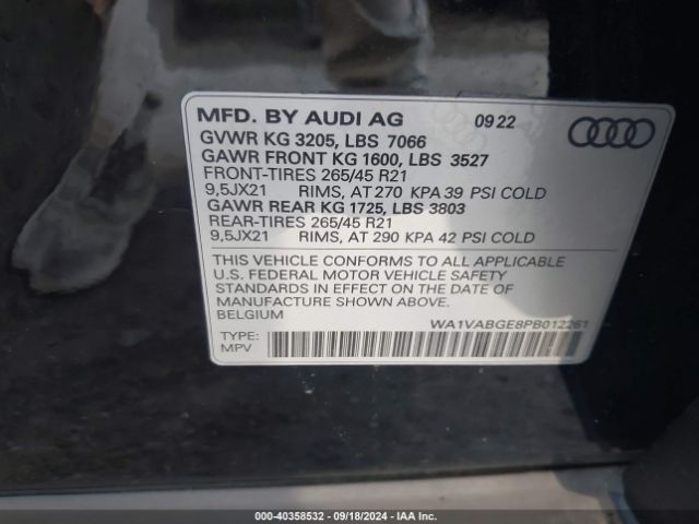 Photo 8 VIN: WA1VABGE8PB012261 - AUDI E-TRON 