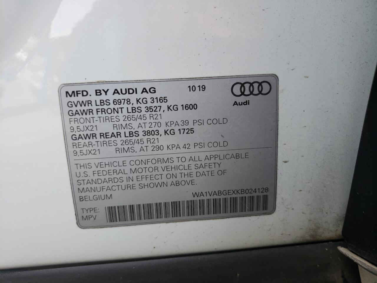 Photo 12 VIN: WA1VABGEXKB024128 - AUDI E-TRON 