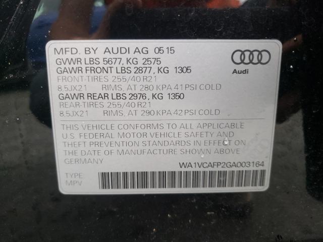 Photo 9 VIN: WA1VCAFP2GA003164 - AUDI SQ5 PRESTI 