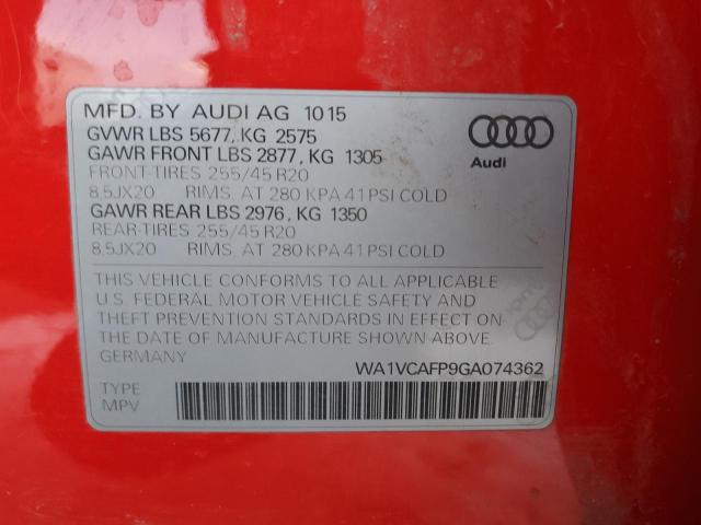 Photo 12 VIN: WA1VCAFP9GA074362 - AUDI SQ5 PRESTI 