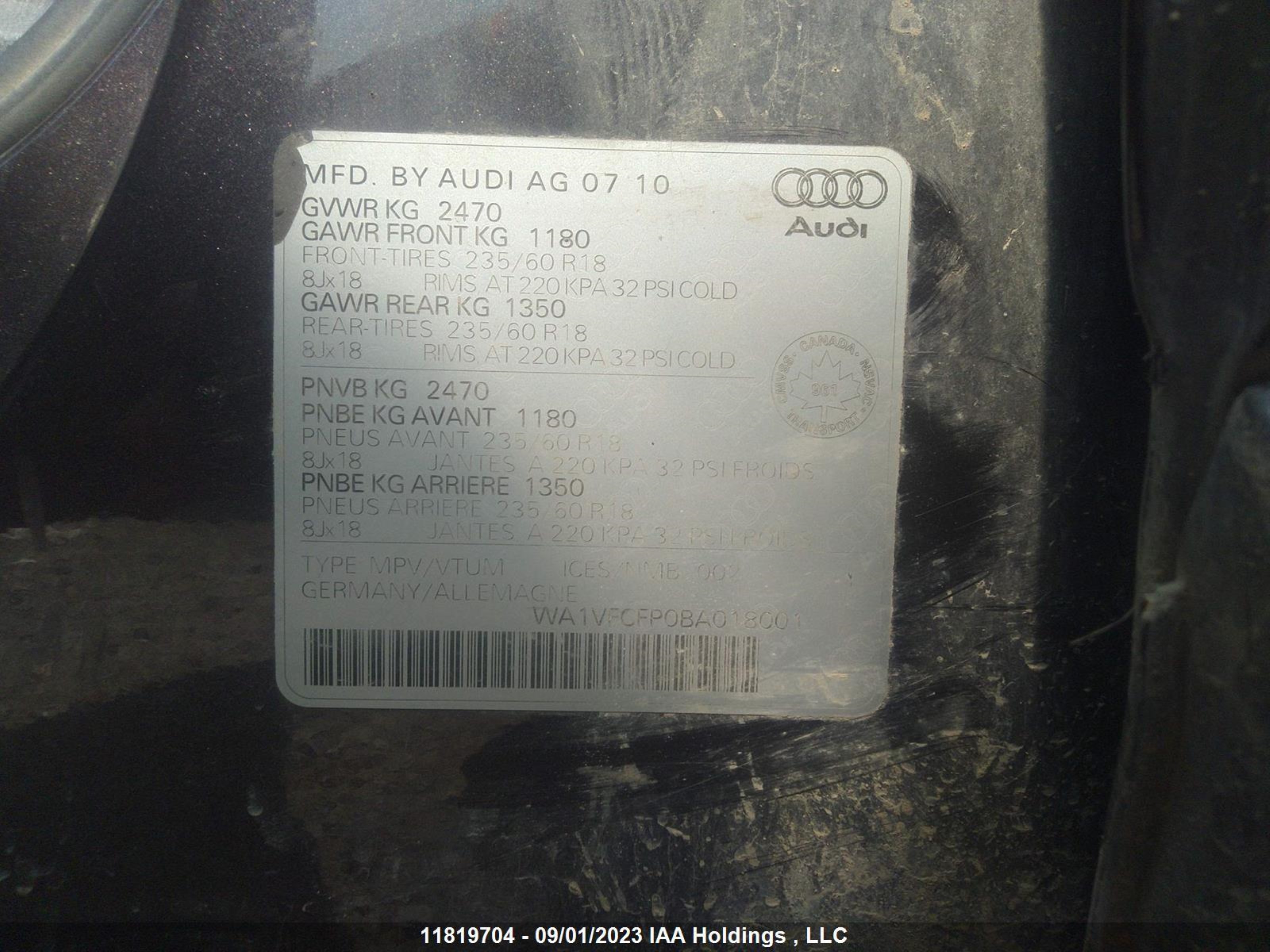 Photo 8 VIN: WA1VFCFP0BA018001 - AUDI Q5 