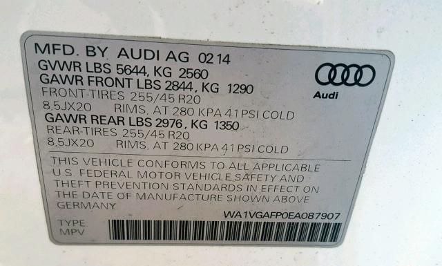 Photo 9 VIN: WA1VGAFP0EA087907 - AUDI SQ5 