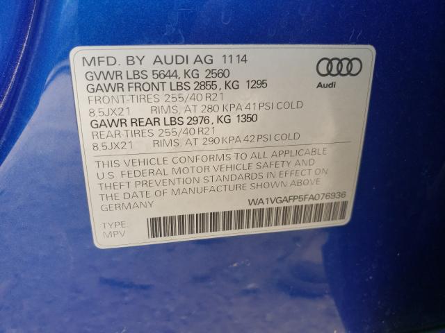 Photo 9 VIN: WA1VGAFP5FA076936 - AUDI SQ5 PRESTI 