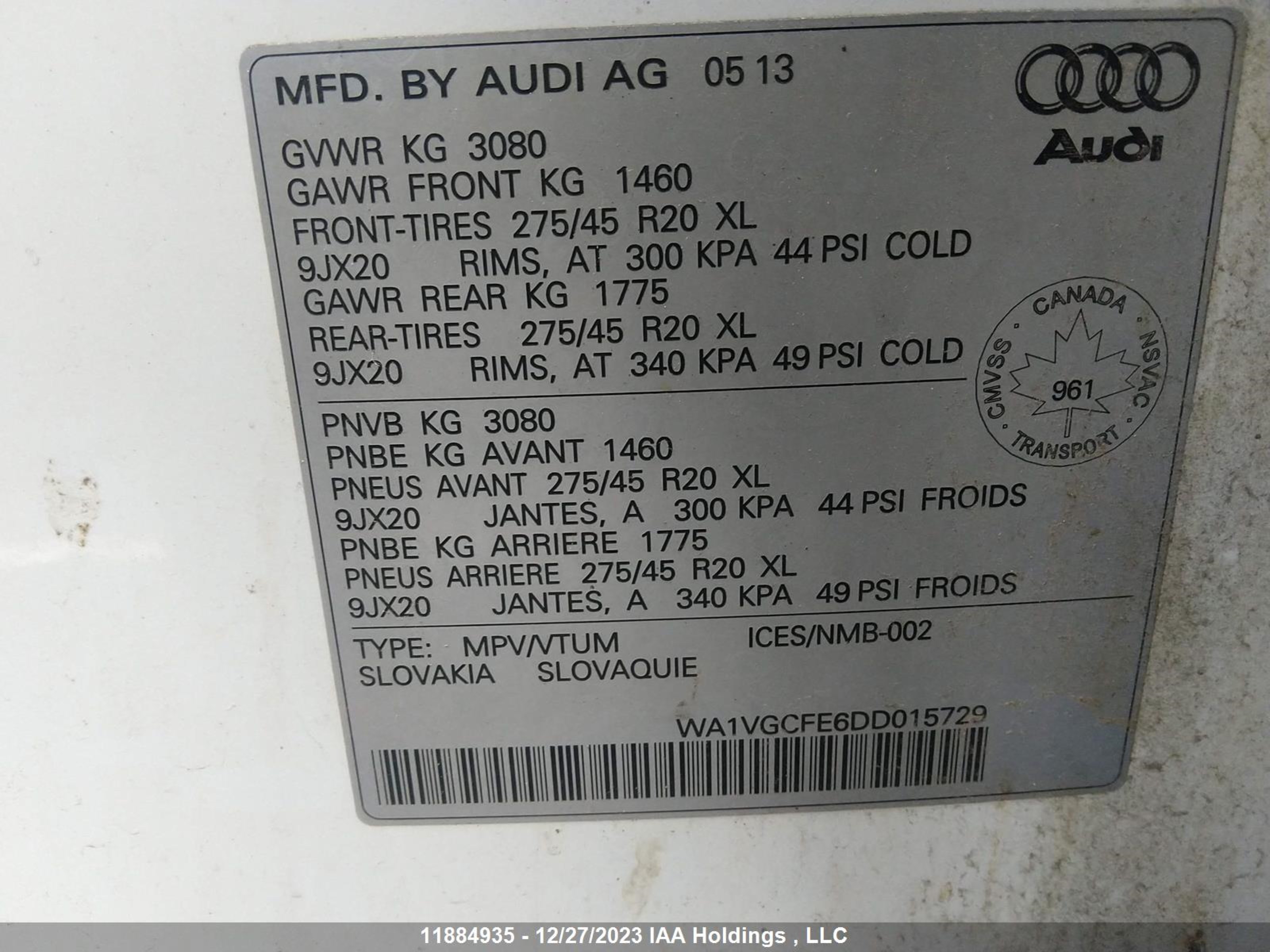 Photo 8 VIN: WA1VGCFE6DD015729 - AUDI Q7 