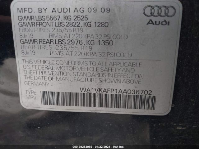 Photo 8 VIN: WA1VKAFP1AA036702 - AUDI Q5 