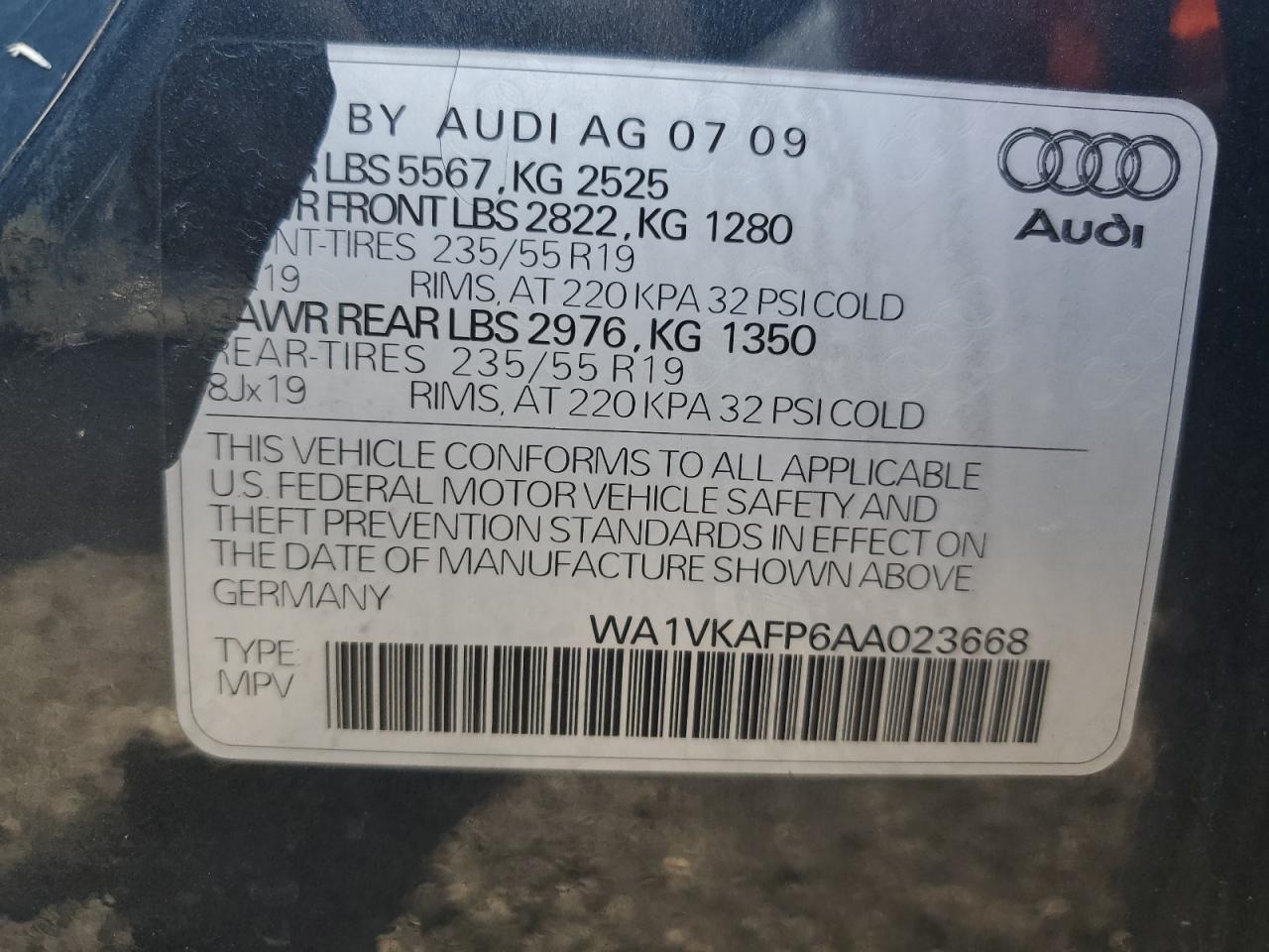 Photo 12 VIN: WA1VKAFP6AA023668 - AUDI Q5 