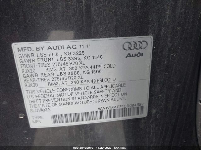 Photo 8 VIN: WA1VMAFE1CD004987 - AUDI Q7 