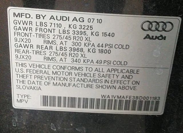 Photo 8 VIN: WA1VMAFE3BD001183 - AUDI Q7 