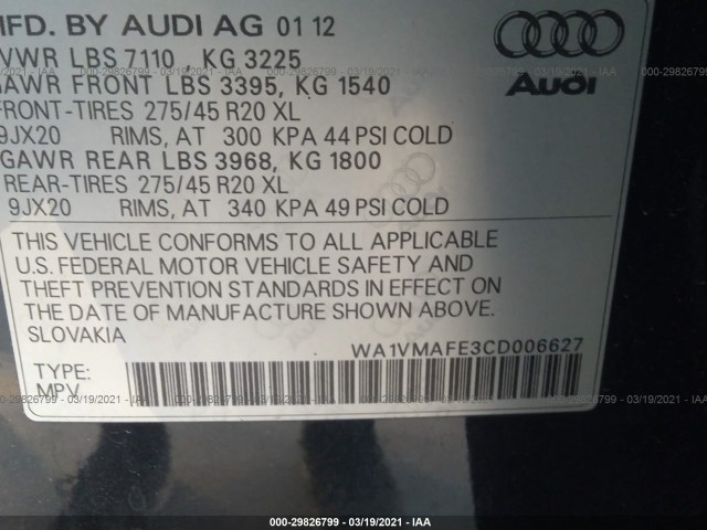 Photo 8 VIN: WA1VMAFE3CD006627 - AUDI Q7 