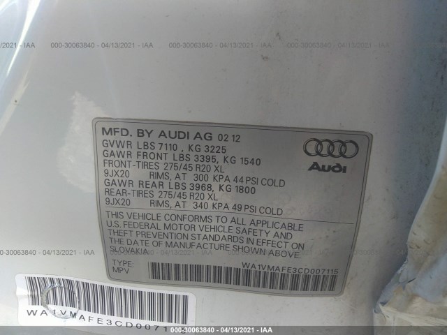 Photo 8 VIN: WA1VMAFE3CD007115 - AUDI Q7 