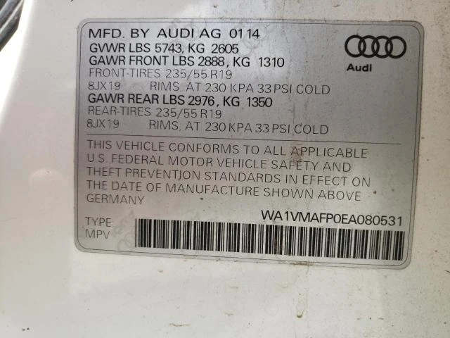 Photo 11 VIN: WA1VMAFP0EA080531 - AUDI Q5 TDI PRE 