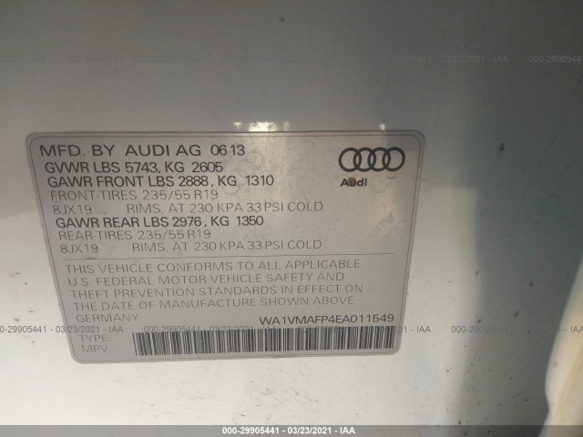 Photo 8 VIN: WA1VMAFP4EA011549 - AUDI Q5 