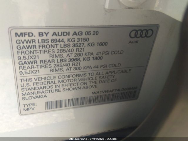 Photo 8 VIN: WA1VWAF74LD009466 - AUDI SQ7 