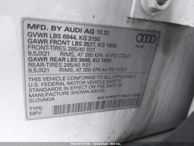 Photo 8 VIN: WA1VWBF71MD018598 - AUDI SQ7 